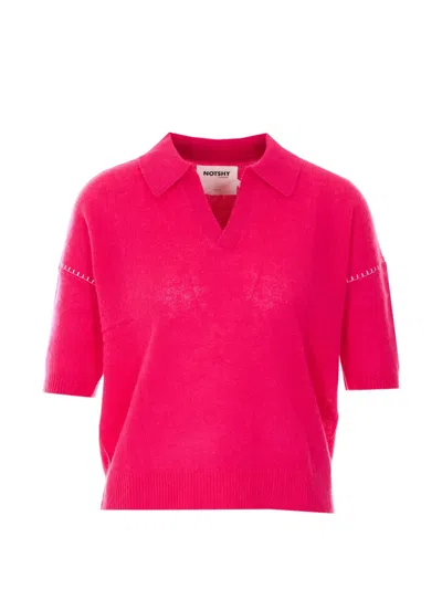 Not Shy Cashmere Polo Shirt In Pink