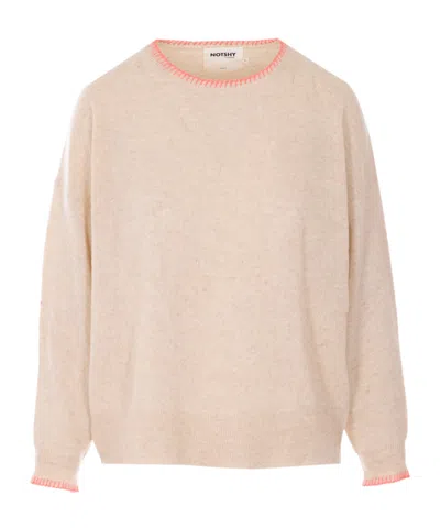 Not Shy Charlie Embroidered Sweater In Neutral