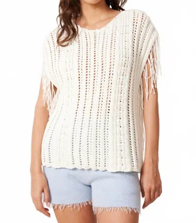 Not Shy Cotton Fringe Knit Vest In Ecru In White
