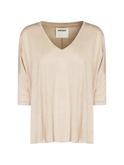 Not Shy Emilie V-neck T-shirt In Neutrals