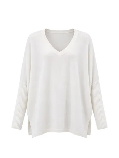 Not Shy Faustine V-neck Sweater In White