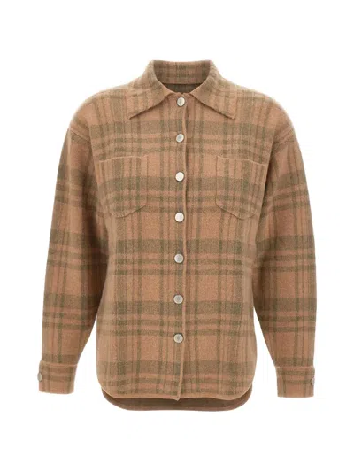 Not Shy Jasper Patch-pockets Checked Shirt In Brown