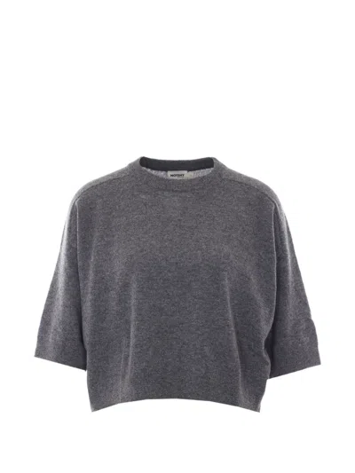 Not Shy Lilou Short-sleeve Sweater In Gray