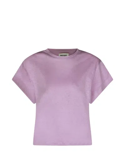 Not Shy Linen T-shirt In Pink