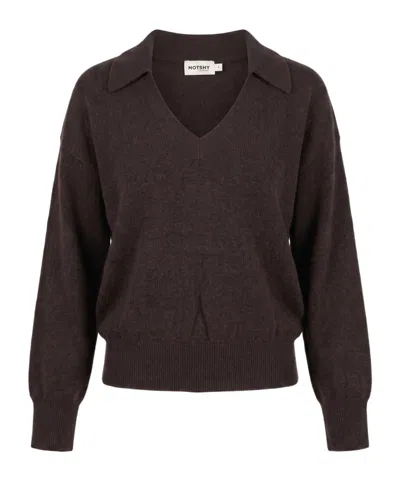 Not Shy Long-sleeved Sweater In Brown