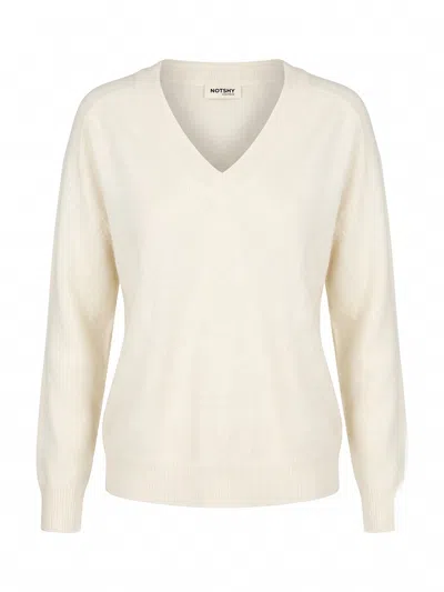 Not Shy `lucien` V Neck Sweater In Beige