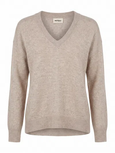Not Shy `lucien` V Neck Sweater In Beige