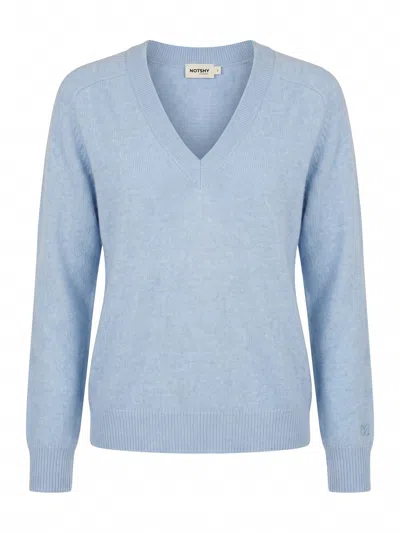 Not Shy `lucien` V Neck Sweater In Blue