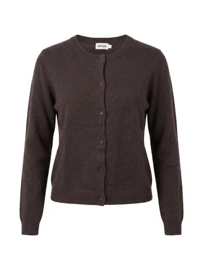 Not Shy Naline Fine-knit Cashmere Cardigan In Brown
