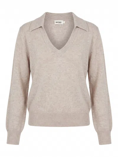 Not Shy `palmer` Polo Neck Sweater In Beige