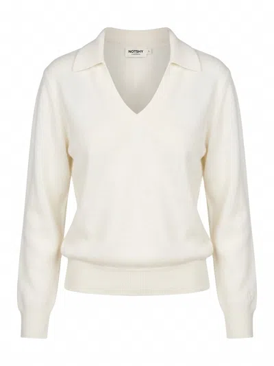 Not Shy `palmer` Polo Neck Sweater In Beige