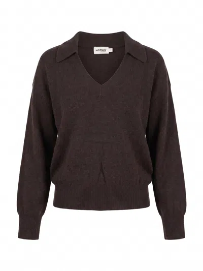 Not Shy `palmer` Polo Neck Sweater In Brown