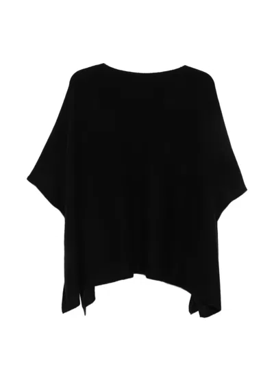 Not Shy Pamina Boat-neck Poncho Sweater In Black