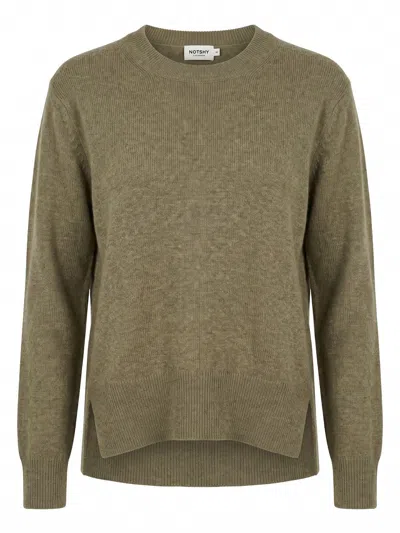 Not Shy `priska` Round Neck Sweater In Green