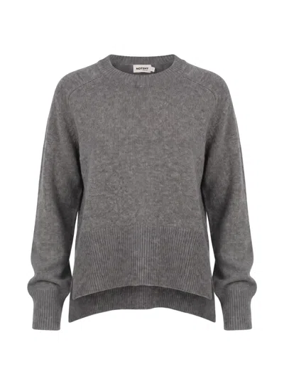 Not Shy Ribbed-trim Cashmere Sweater In Grey