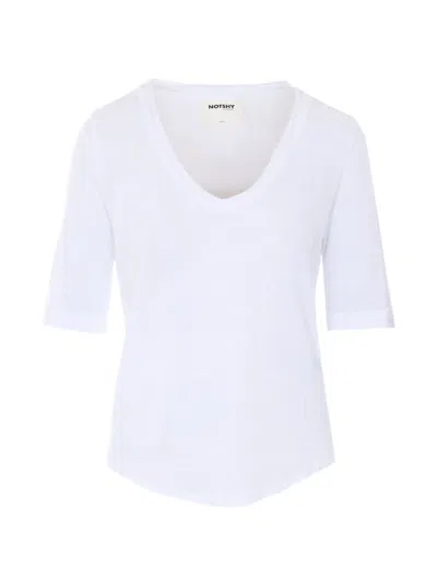 Not Shy Romana V-neck T-shirt In White