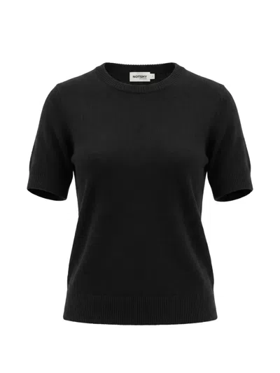 Not Shy Short-sleeve Cashmere Sweater In Black
