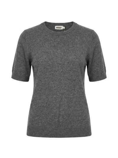 Not Shy Short-sleeve Cashmere Sweater In Grey