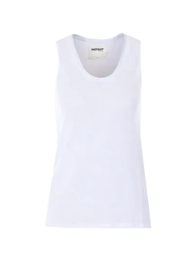 Not Shy Sleeveless Crew-neck Top In White