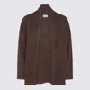 Not Shy Open-front Cardigan In Brown