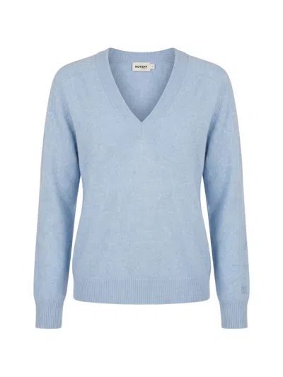 Not Shy V-neck Cashmere Sweater In Blue