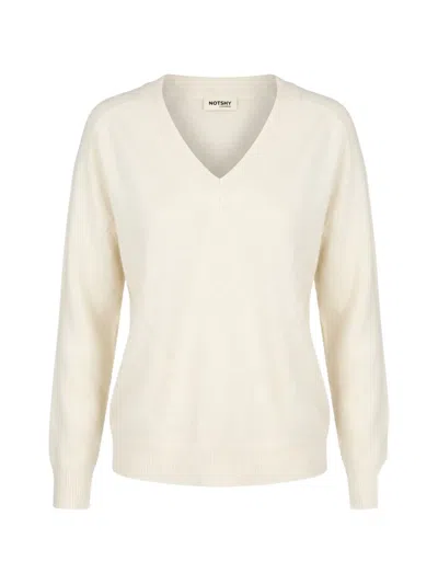 Not Shy V-neck Cashmere Sweater In Neutrals