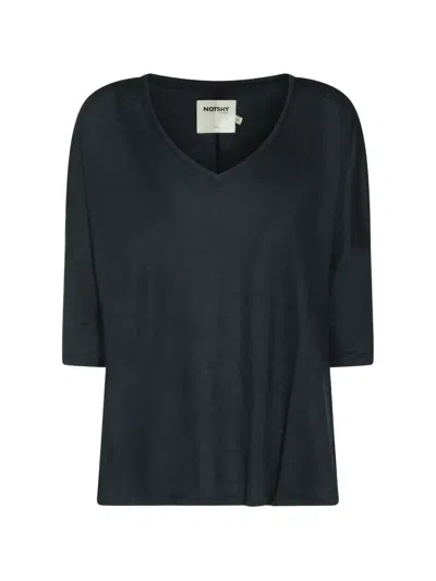 Not Shy V-neck Linen T-shirt In Black