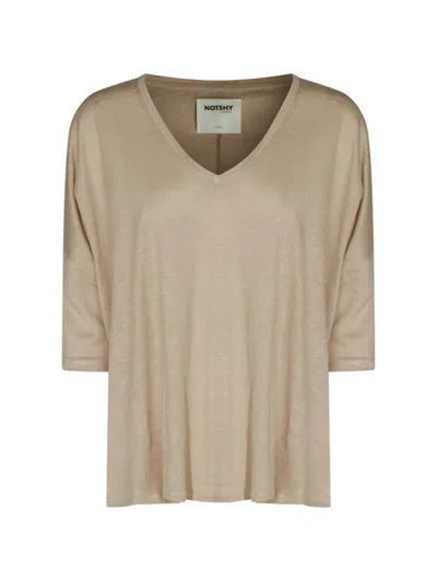 Not Shy V-neck T-shirt In Neutral