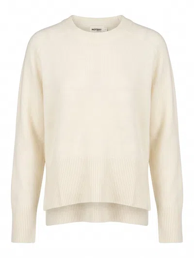 Not Shy `xenia` Round Neck Sweater In Beige