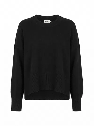 Not Shy `xenia` Round Neck Sweater In Black