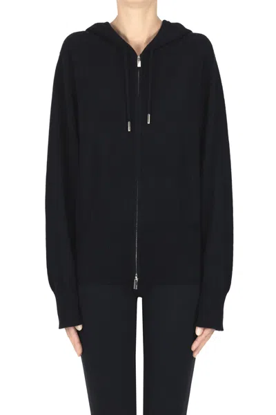Not Shy Zippered Cashmere Cardigan In Black