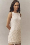 Not So Serious Ombre Beaded Geo Mini Dress In White