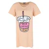 Not Tired Women's Plus Size Iced Coffee Short Sleeve Night Shirt In Orange