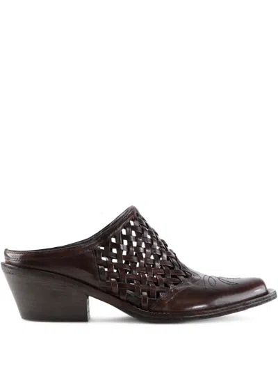Notabene 50mm Lux Woven Slide Mules In Brown