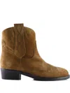 Notabene Anne Suede Western Ankle Boots In Brown