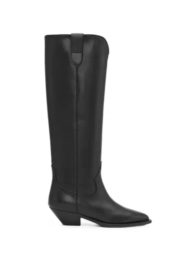 Notabene Antoinette Leather Knee-high Cowboy Boots In Black