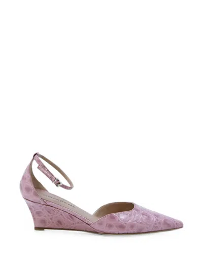 Notabene Crocodile-effect Pointed-toe Sandals In Pink