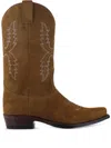 Notabene Diego Embroidered Suede Cowboy Boots In Brown