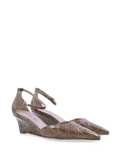 Notabene Elsa 50 Crocodile-effect Leather Sandals In Brown