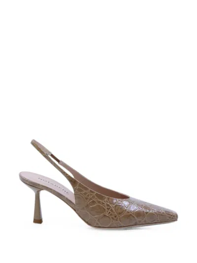 Notabene Emmely Crocodile-embossed Slingback Pumps In Brown