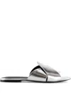 Notabene Fanny Metallic Slide Sandals In Silver