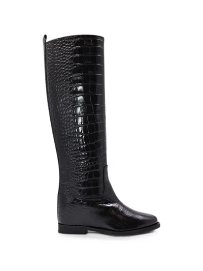 Notabene Isadora Crocodile-effect Leather Boots In Black