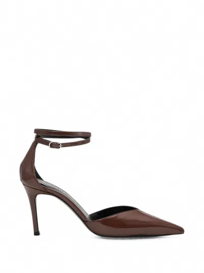Notabene Sax Pointed-toe Ankle-strap Heeled Pumps In Brown