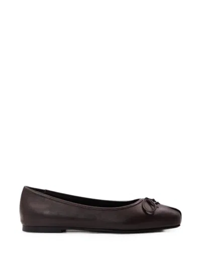 Notabene Serena Bow-detail Square-toe Ballet Flats In Brown