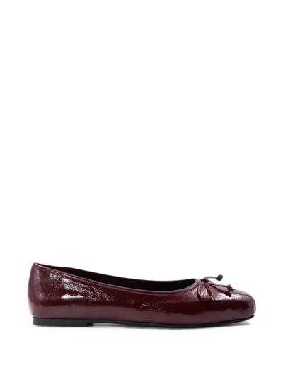 Notabene Serena Square-toe Bow-detail Ballet Flats In Red