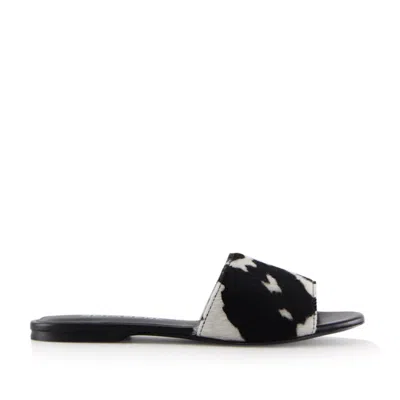 Notabene Women's Black / White Fiona Sandals, Cow Fur In Multi