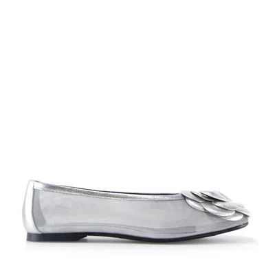Notabene Women's Camelia Ballerina, Silver Leather/ Mesh In Blue