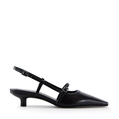 Notabene Women's Elenne Slingback Stilettos, Black Leather