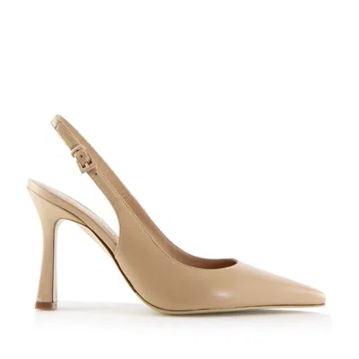 Notabene Women's Neutrals Emilia Slingback Stilettos, Nude Leather In Gold