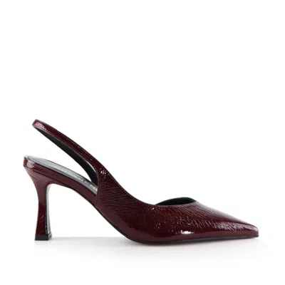 Notabene Women's Red Emira Slingback Stilettos, Burgundy Patent In Brown
